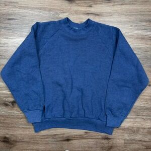 vintage 80s 90s fruit of the loom blue blank crewneck sweatshirt